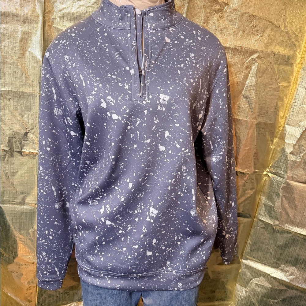 Women's Blue Splatter Zip Up Top